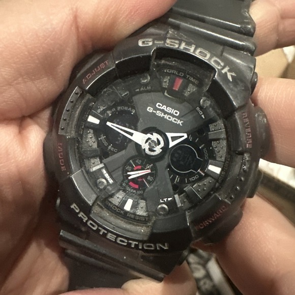 Working Casio G-Shock GA-120Black /red 50mm Men's Analog Digital Watch Fit 9in
